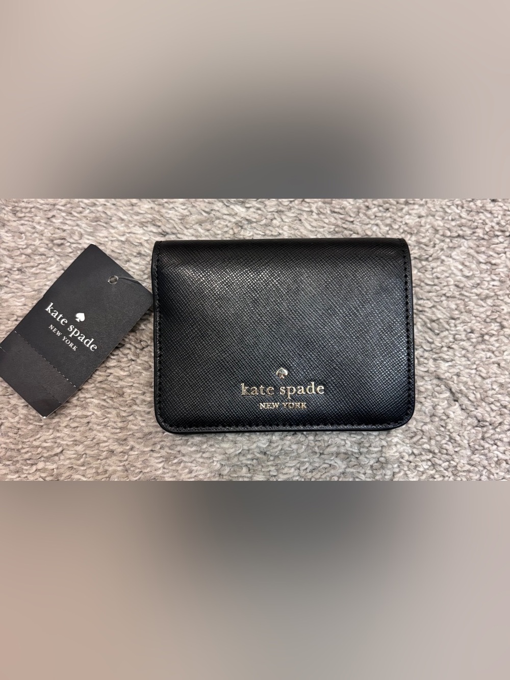 NWT Kate ♠️Spade Madison small bifold black leather wallet